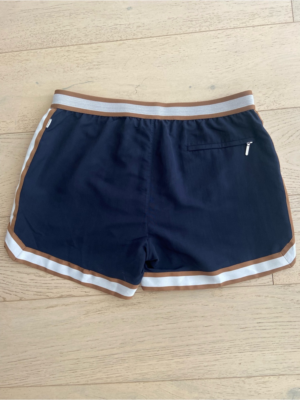 Reiss | Ché Baller Elasticated Waist Contrast Swim Shorts in Navy/Tobacco XL - Picture 4 of 11
